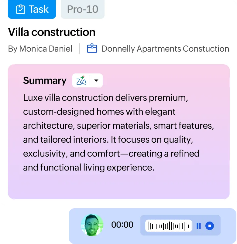 Tasks, summaries and voice notes