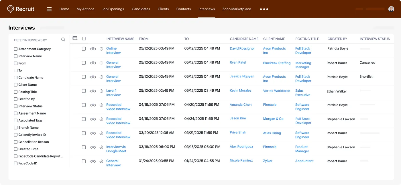 Interview scheduling
